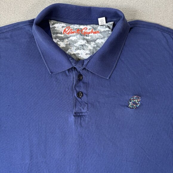 Robert Graham Shirt Mens XL Classic Fit Blue Solid Polo Colorful Short Sleeve - Picture 2 of 12